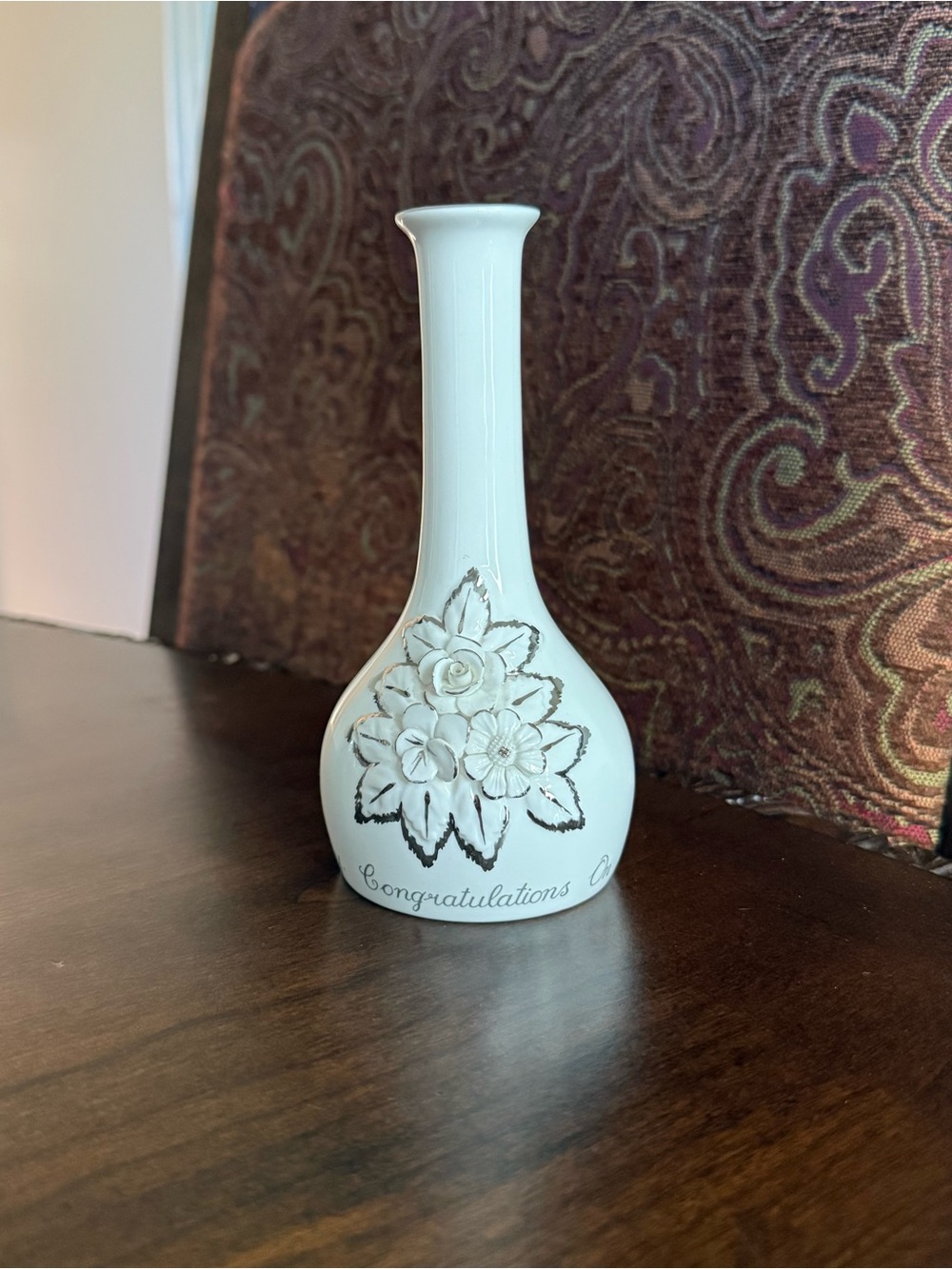 Crown Staffordshire Bone China Silver Wedding Anniversary Bud Vase